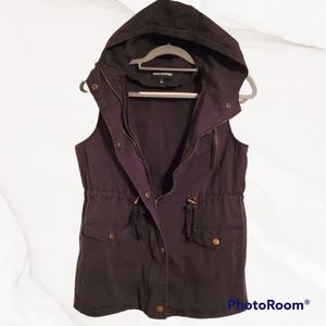 Zenana Outfitters Women's Small Cotton Sleeveless Hooded Utility Jacket